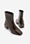 Women's Heeled Boots&Bootie Blunt Toe Wooden Pattern Heel Zippered Daily Classic Boots Noyes Brown