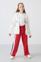 Ecru Cotton Soft Textured Standard Fit Embroidered Girls' Sweatshirt - 75149