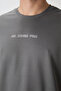 Dark Gray Cotton Thick Surface Textured Oversize Fit Printed Men's T-Shirt - 88364 - 2