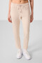 Beige Soft Textured Hidden Zipper Skinny Leg Women's Trousers - 94668 - 3