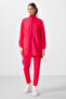Viva Red Stand Collar Zippered Comfortable Form Women's Tracksuit Tunic Set - 95345 - 5