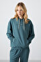 Forest Green Hooded Kangaroo Pocket Comfortable Fit Elastic Cuff Women's Tracksuit Set - 95288 - 5