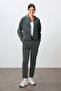 Khaki Thick Soft Textured Hooded Comfortable Fit Embroidered Fleece Women's Tracksuit Set -95338 - 2