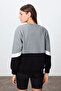 Gray Melange Compact Cotton Thick Smooth Textured O-Neck Standard Fit Women's Sweatshirt - 97289 - 5
