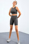 Dark Gray High Waist Slimming Tight Fit Crop Biker Women's Leggings Set - 95302 - 6