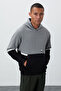 Gray Melange Cotton Thick Fleece Soft Textured Comfort Fit Embroidered Men's Sweatshirt - 88417 - 2