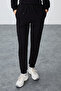Black Compact Cotton Thick Smooth Textured O-Neck Standard Fit Women's Tracksuit Set - 95341 - 3