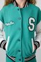 Sea Green Cotton Furry Inside Soft Textured Standard Fit Embroidered Girls College Jacket - 75163 - 5