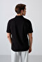 Black Cotton Thick Soft Textured Standard Fit Basic Polo Collar Men's T-Shirt - 88348 - 5