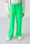 Neon Green Wide Leg Girls' Sweatpants with Pocket Front Stitching Detail -75144 - 3