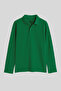 Green Polo Neck Basic Long Sleeve Unisex Kids T-Shirt - 11170