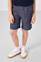 Navy Blue-Denim Navy Blue Cotton Oversize Fit Woven Light Flexible Chino Boy's Shorts Suit - 11276 - 2