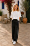 Black Piping Detailed Basic Palazzo Girls' Sweatpants - 75195 - 2