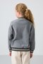 Gray Melange Thick Soft Textured Standard Fit Embroidered Fleece Girls' College Jacket - 75156 - 6