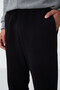 Black Cotton Thick Furry Soft Textured Oversize Embroidered Men's Sweatpants -82146 - 5