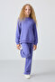 Lilac Cotton Soft Textured Standard Fit Embroidered Girls' Tracksuit Set - 75162 - 5