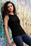 Black Slim Fit Basic O-Neck Zero Sleeve Women's Undershirt - 97313 - 3
