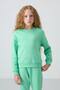 Water Green Cotton Fuzzy Inside Soft Textured Comfortable Fit Embroidered Girls' Tracksuit Set - 75145 - 7