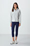 Stone Thick Soft Textured Hooded Standard Fit Embroidered Fleece Women's Sweatshirt -97286 - 3