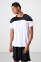 White Breathable Textured Slim Flexible Standard Fit Men's Performance T-Shirt - 88386 - 4