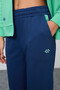 Water Green-Navy Blue Cotton Thick Hooded Oversized Women's Tracksuit Set - 95343 - 6