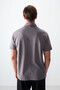 Dark Gray Cotton Thick Soft Textured Polo Collar Oversize Fit Basic Men's T-Shirt - 88381 - 5