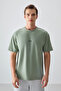 Light Green Cotton Thick Soft Textured Oversize Fit Printed Men's T-Shirt - 88373