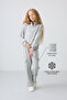 Gray Melange Cotton Soft Textured Standard Fit Embroidered Girls' Tracksuit Set - 75159