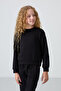 Black Cotton Fleece Inside, Soft Textured, Comfortable Fit, Embroidered Girls' Tracksuit Set - 75145 - 7