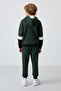 Pine Green Cotton Thick Fleece Lined Standard Fit Embroidered Boys' Tracksuit Set - 11255 - 7