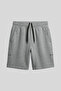 Gray Melange Comfortable Form Lace-Up Pocket Detail Oversized Men's Shorts - 81297 - 2