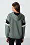 Khaki Compact Cotton Thick Smooth Textured Hooded Standard Fit Women's Sweatshirt - 97290 - 6