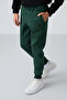 Pine Green Cotton Thick Fleece Lined Standard Fit Embroidered Boys' Tracksuit Bottom - 11224 - 2