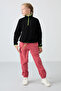 Black Thick Soft Textured Standard Fit Embroidered Fleece Girls' Sweatshirt - 75151 - 2