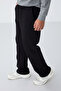 Black Cotton Thick Furry Soft Textured Oversize Embroidered Men's Sweatpants -82146 - 4