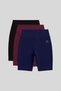 Slim Fit 3-Pack Black-Indigo-Burgundy Women's Short Biker Leggings - 91007