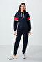 Indigo Compact Cotton Thick Smooth Textured Hooded Standard Fit Women's Sweatshirt - 97290 - 3