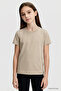 Beige O Neck Standard Fit Basic Unisex Kids T-Shirt - 11328 - 2