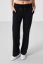 Black Soft Textured Women's Palazzo Trousers with Pocket Front Seam Detail - 94670 - 3