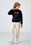 Navy Blue Cotton Thick Fleece Soft Textured Standard Fit Printed Boys' Sweatshirt - 11216 - 2