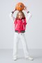 Viva Red Cotton Furry Inside Soft Textured Standard Fit Embroidered Girls College Jacket - 75163