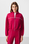 Viva Red Soft Textured Stand Collar Comfortable Fit Elastic Women's Tracksuit Set - 95349 - 3