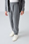 Gray Melange Thick Soft Textured Standard Fit Embroidered Fleece Girl's Tracksuit Bottom - 75155 - 2