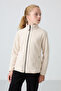 Beige thick soft textured standard fit embroidered fleece girl's sweatshirt - 75154 - 5