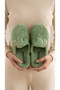 Women's Water Green Fluffy Furry House Slippers 3 cm Byndskl03