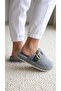 Women's Gray Fluffy Furry House Slippers 3 cm Byndskl03 - 4