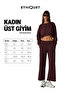 Dewanna Women's Long Sleeve Crop Burgundy Tracksuit Set - 8