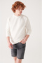 Men's Ecru Crew Neck Cotton 2 Thread Non-Rated Sweatshirt E 001200 - 6
