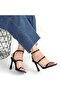 Black Patent Leather Women's Heeled Sandals with Ankle Strap - 4
