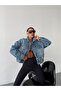 Women's Off-Shoulder Relaxed Fit Distressed Denim Jacket - 6
